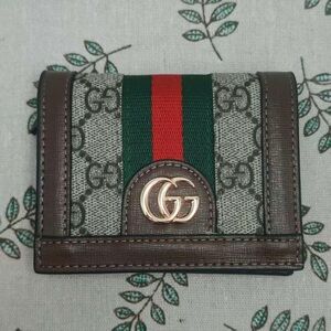 Gucci Gray and Brown Wallet with Red Stripe